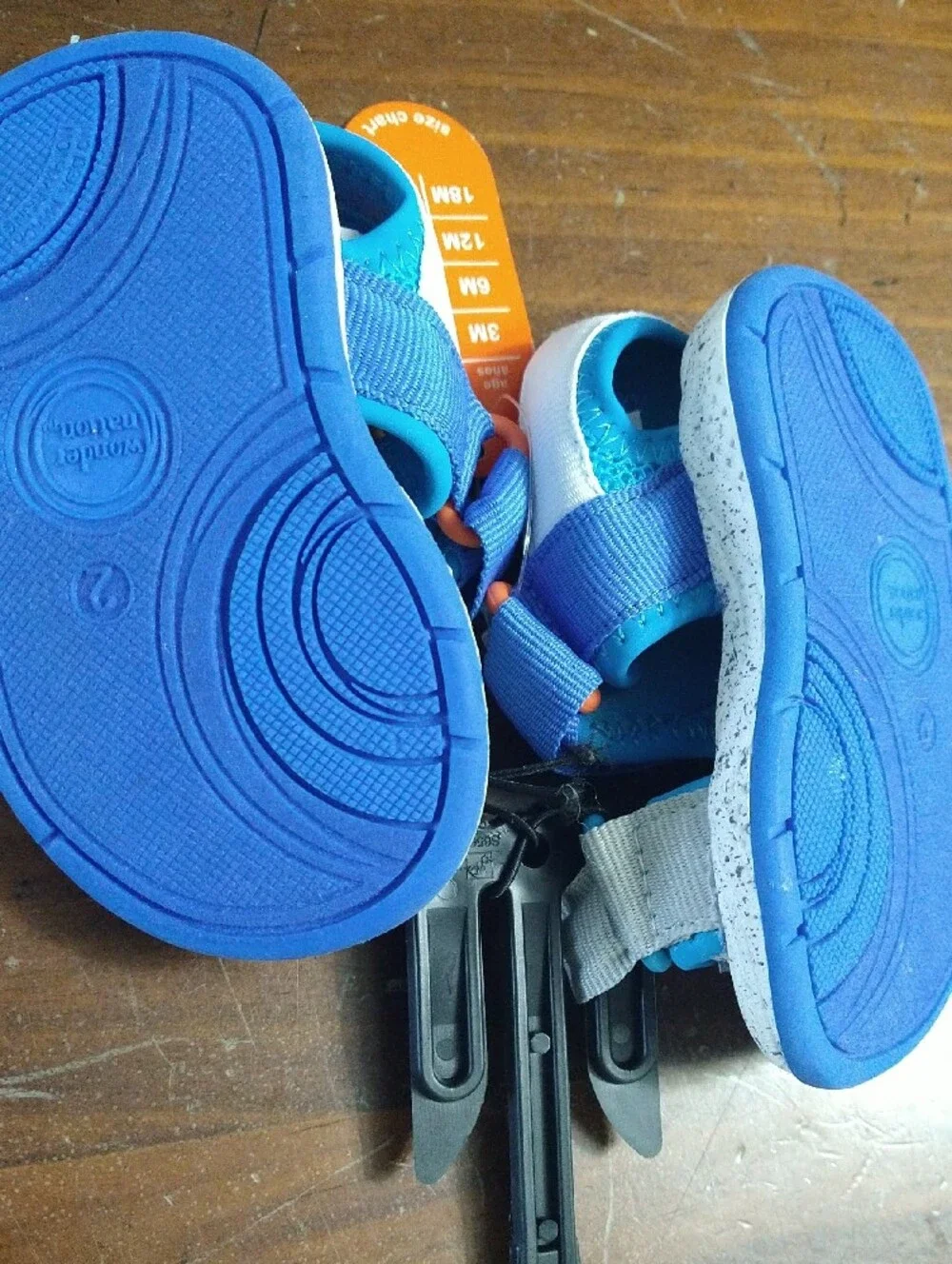 Wonder Nation Blue, White and Orange Kids Adjustable Sandals